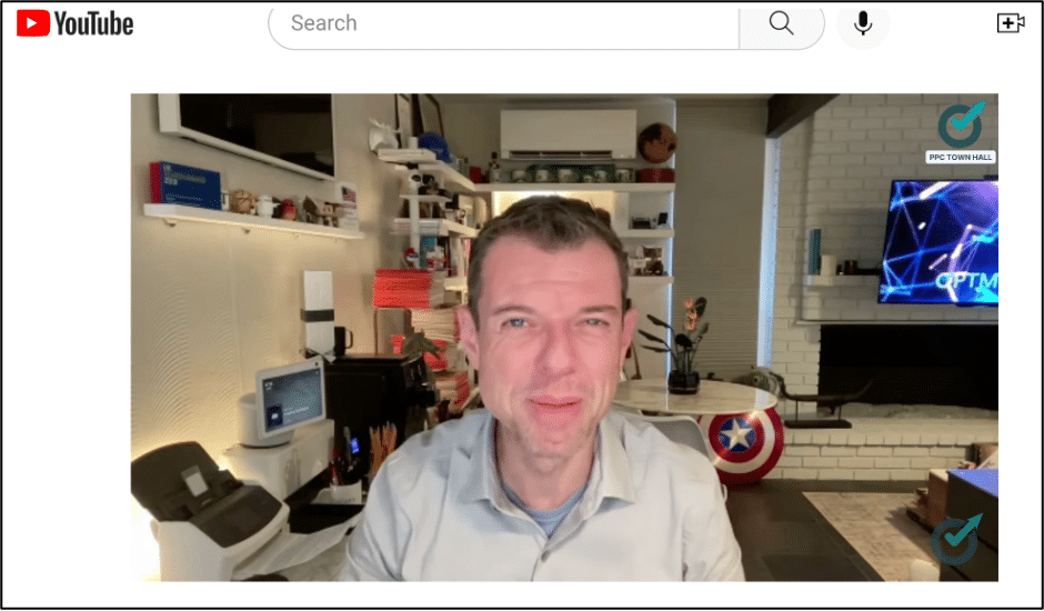 Screen shot of a video during which Frederick-Vallaeys shares pmax thoughts and hacks